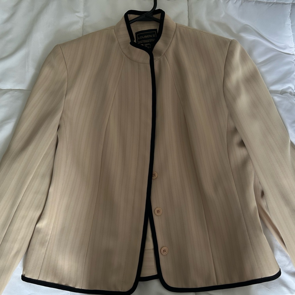 Beige Blazer with Black Trim